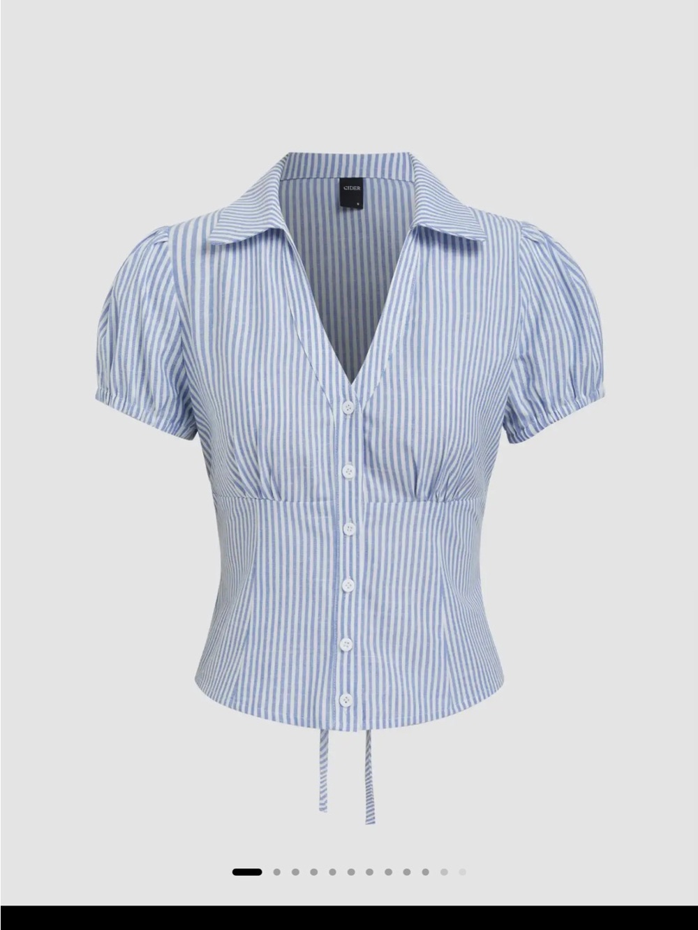 Cider Blue & White Striped Tie-Back Short Sleeve Top XS